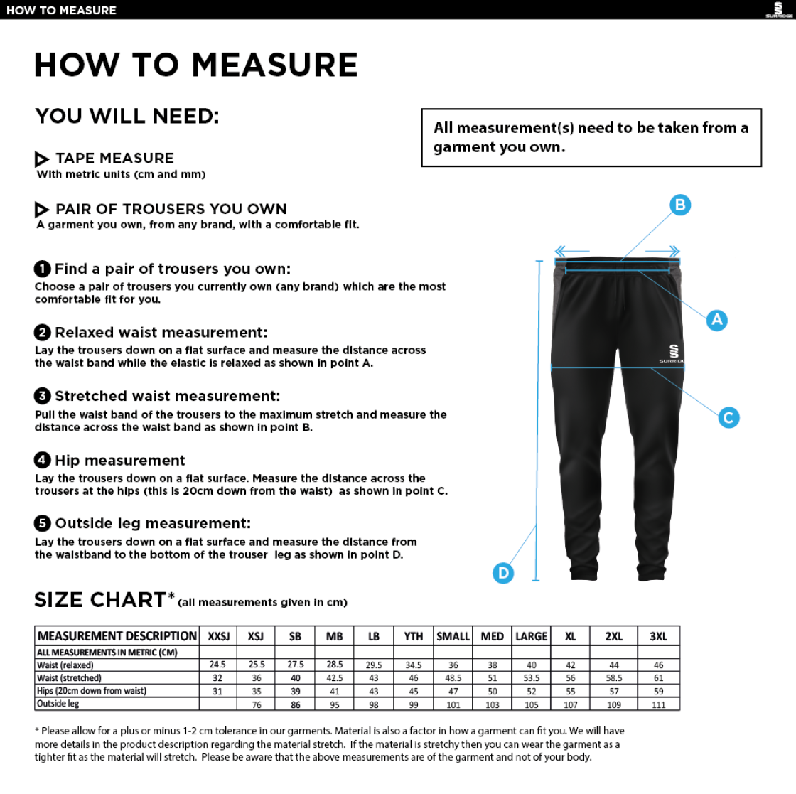 North Devon Police CC - Tek Slim Pant - Size Guide