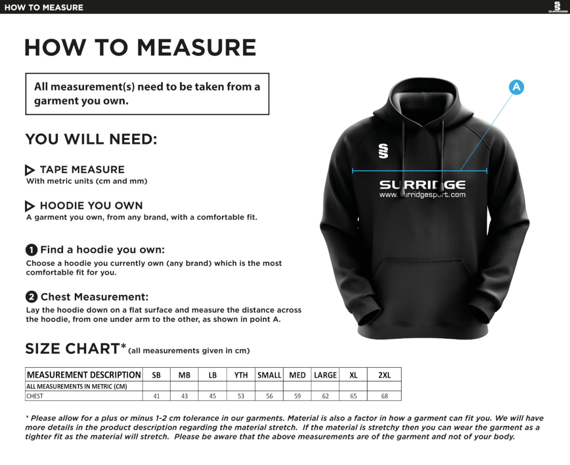 North Devon Police CC - Blade Hoody - Size Guide
