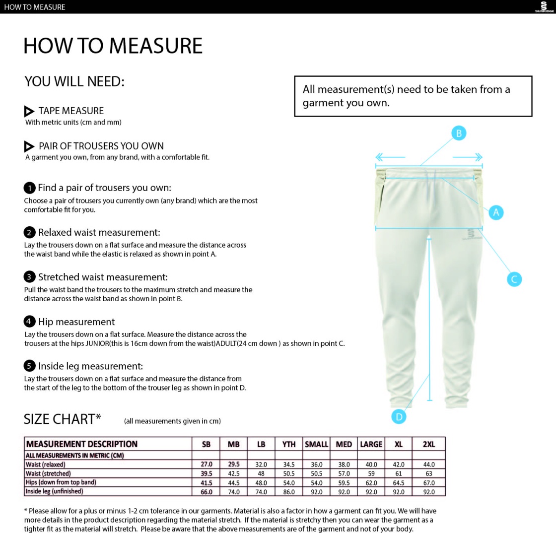 North Devon Police CC - Tek Playing Pant - Size Guide