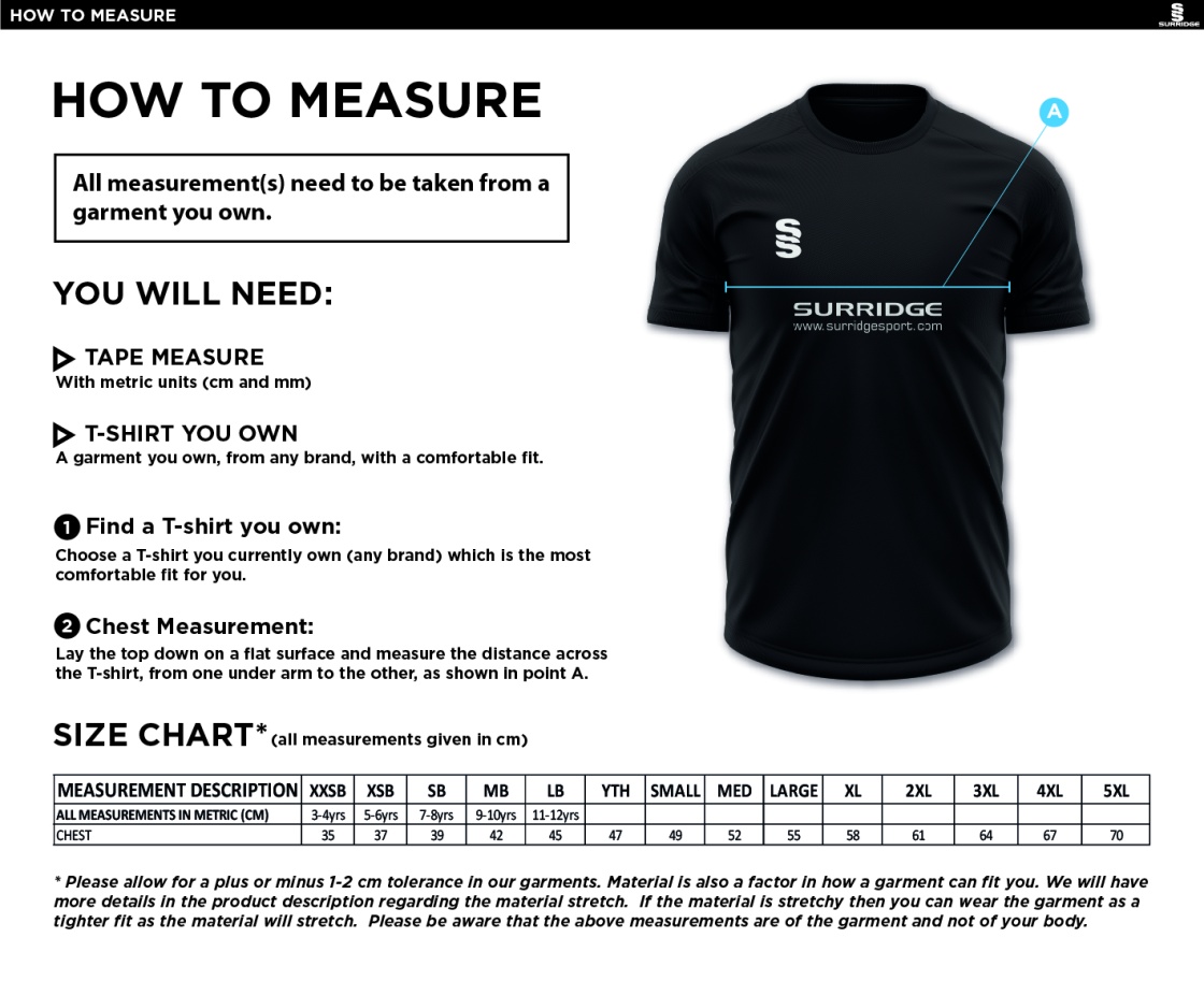North Devon Police CC - Blade Polo Shirt - Size Guide