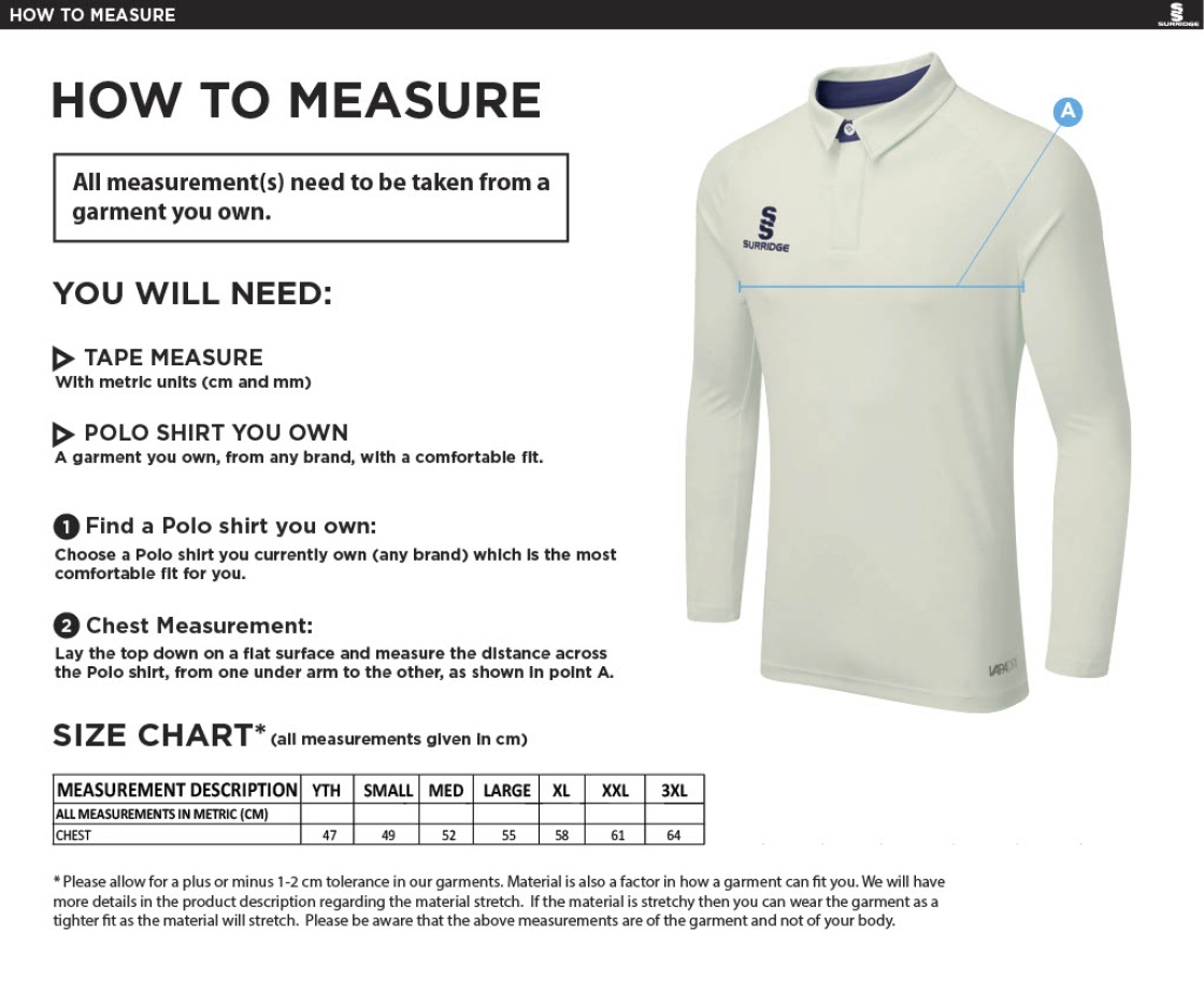 North Devon Police CC - Ergo Long Sleeve Navy Trim Shirt - Size Guide